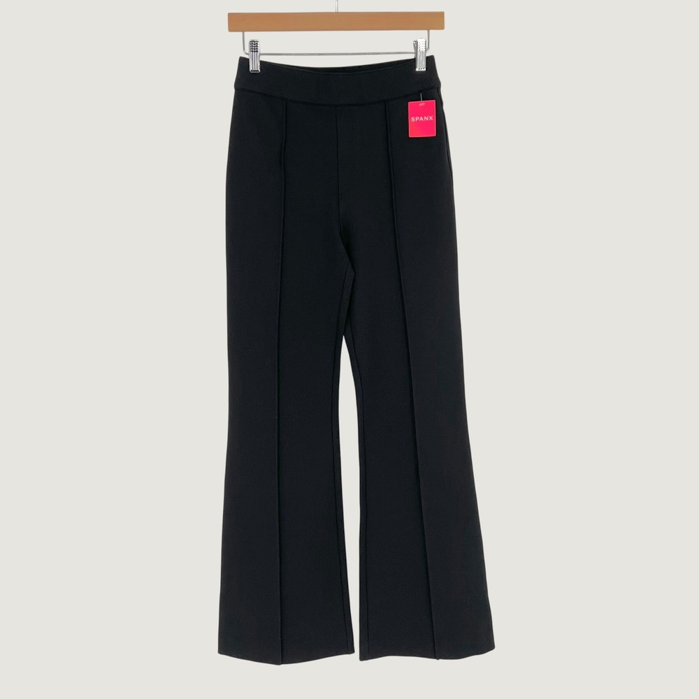 Spanx Women Perfect Pant High Rise Flare Ponte Trouser Pant Size S Black Stretch